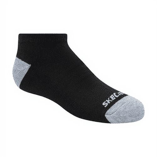 Skechers Kids Boys' 10 Pack 1/2 Terry No Show Socks, Grey/Black, 7-8.5