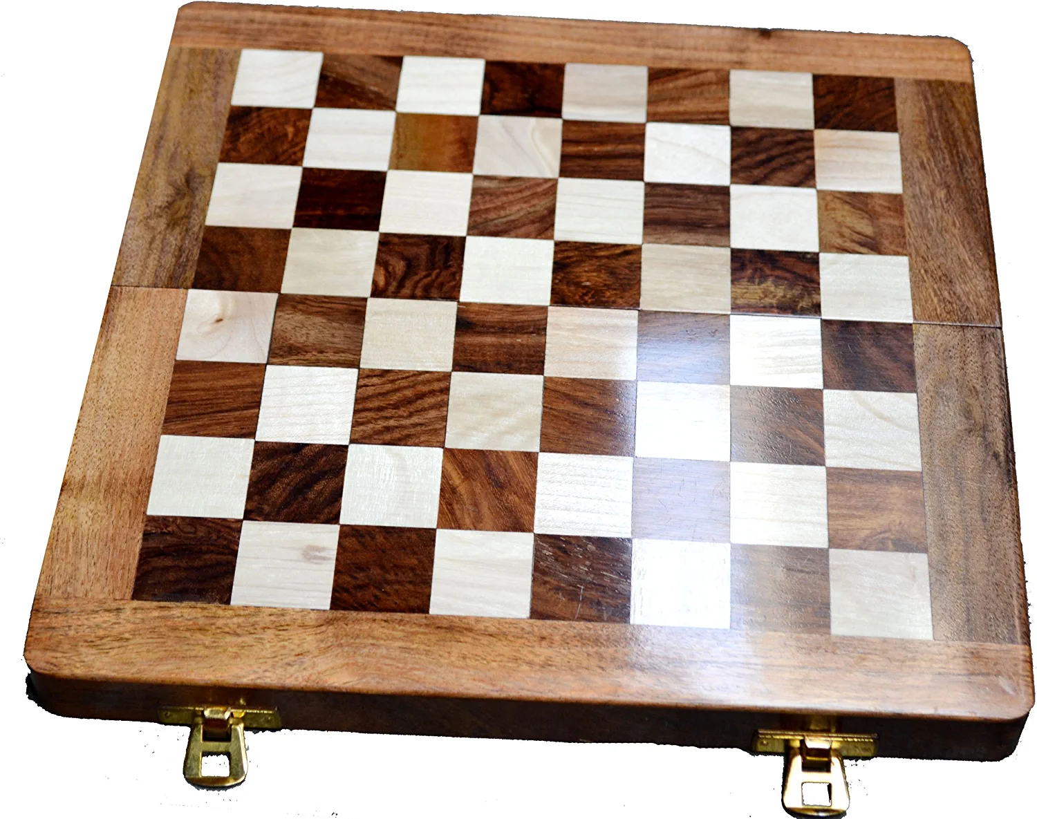ChessBazar 10x10” Chess Set Chess Set with Bag - Folding Standard Magnetic Travel Chess Board Game Handmade in Fine Acacia wood with Storage for Chessmen