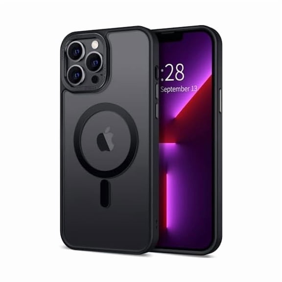 FU2131 Case for iPhone 13 Pro Max Case Magnetic Translucent Matte Phone Cases 6.7" [Compatible with MagSafe] Thin Slim Fit Shockproof Bumper Hard Protective Cover for Women Men Girls, Frosted Black