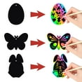 thumbnail image 6 of 72/48/24PCS Easter Bunny Scratch Mini Art Set Color Scratch Art Easter Egg Ornaments Decorations DIY Easter Craft Kits Kids Easter Party Gifts Egg Basket Stuffers, 6 of 6