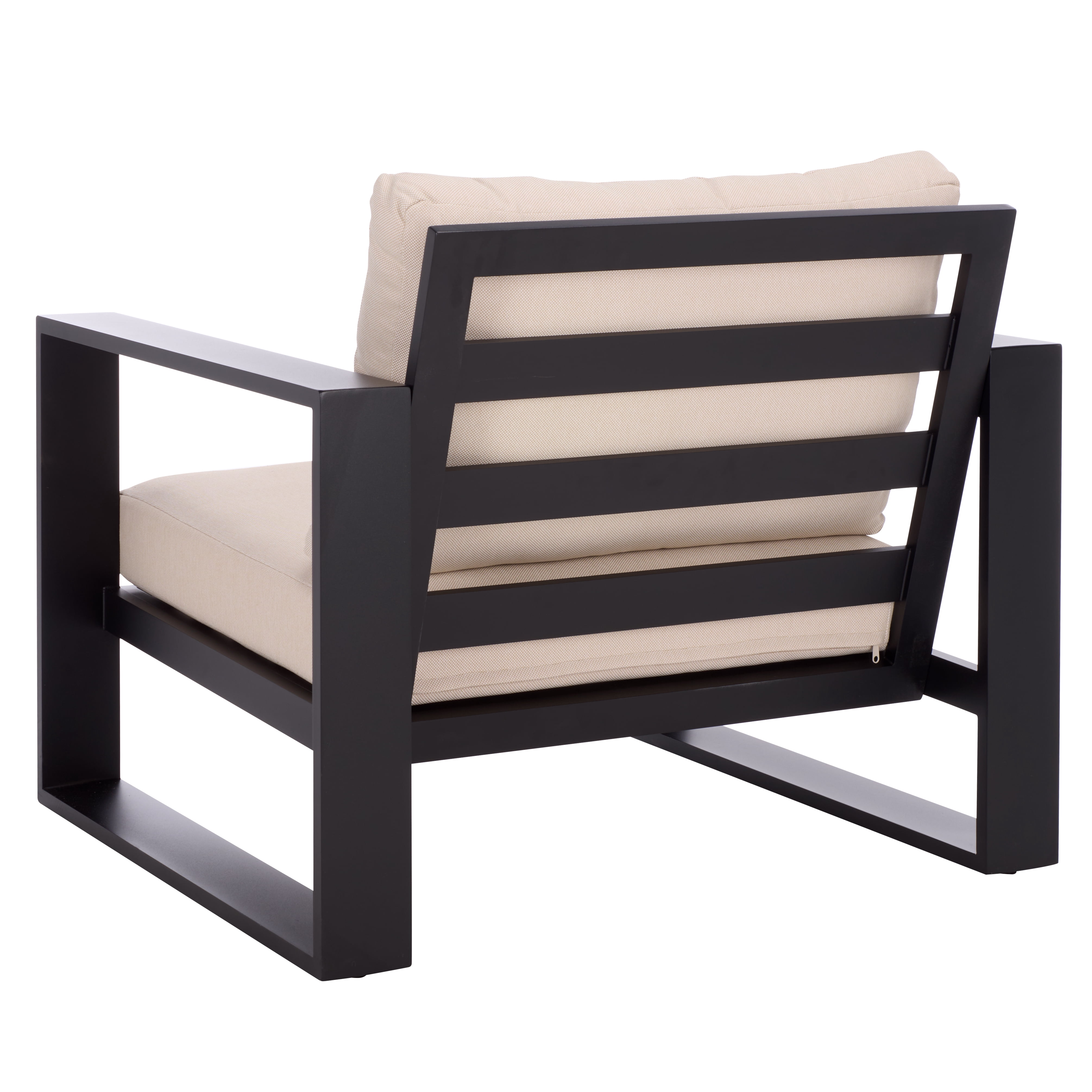 Safavieh Fash Scandinavian Metal and Fabric Armchair, Black/Taupe, Set of 2