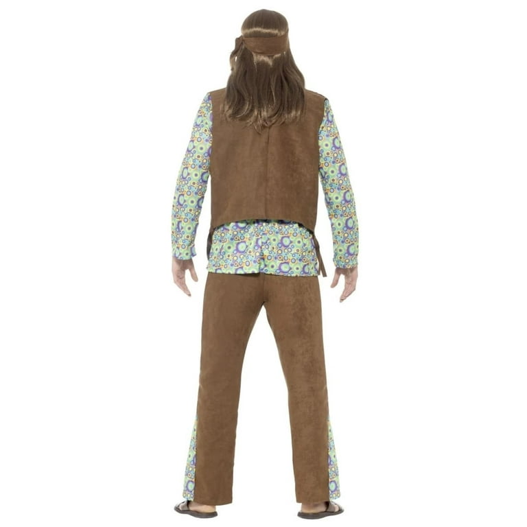 60s Hippie Costume With Trousers Top Waistcoat Adult Multi Coloured 60s Hippie Costume With Trousers Top Waistcoat Adult Multi Coloured