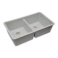 thumbnail image 6 of Lexicon Platinum 32 Inch Quartz Composite 50/50 Kitchen Sink Double Bowl Includes 2 Stainless Steel Grid, 1 Decorative Color Matched Drain Basket Strainer and 1 Disposal Flange LP-5050 White, 6 of 10