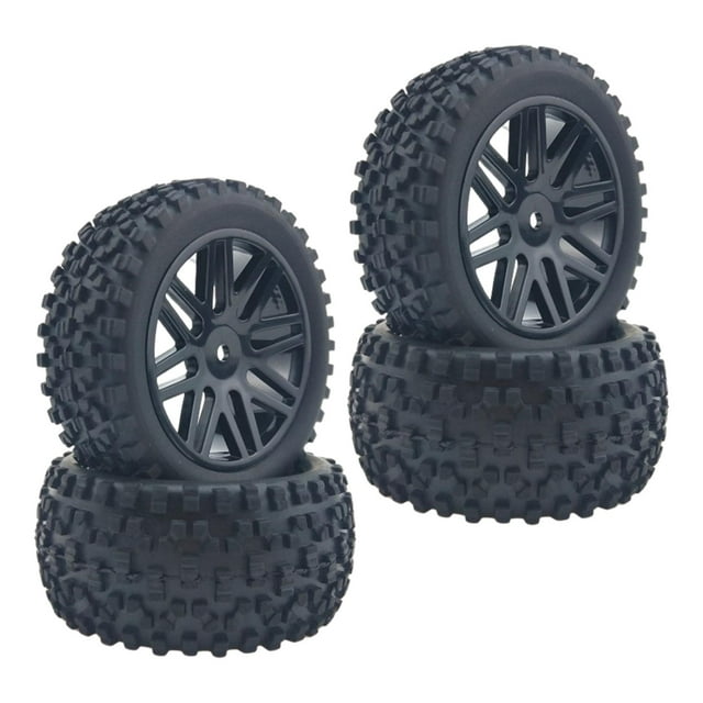 Juego de 4 neumáticos delanteros y traseros con hexágono de 12 mm para Wltoys 124018 124017, actualización de camión RC 1:14. Negro