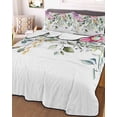 thumbnail image 2 of Eucalyptus Flower Summer Quilt Set Twin Size,Soft Microfiber Quilted Bedding Set with 2 Pillow Shams,Sage Green Botanical Boho Leaf Pink Lightweight All Season Bedspread Coverlet for Bedroom 68"x86", 2 of 6
