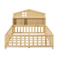 thumbnail image 6 of Bellemave Full Size Montessori Bed with Bookcase,Wooden Floor Bed with Fence Rails and Door, Full Playhouse Beds with Storage Headboards, No Box Spring Needed (Natural), 6 of 8
