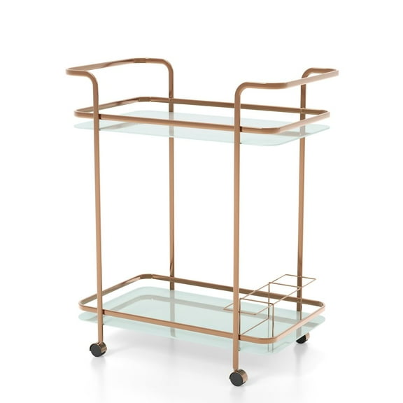 Furniture of America Anneliese Contemporary Metal Bar Cart in Gold Champagne