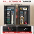 thumbnail image 5 of Metal Storage Cabinet with with Pegboard and Wheels, Steel Garage Storage Cabinet with Lock and Adjustable Shelves, Tall Tool Storage Cabinet for Home Office, Garage, Pantry (Black), 5 of 8