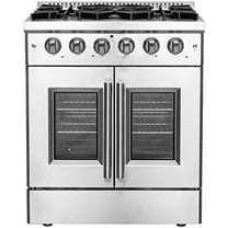 Forno Galiano 30-Inch Freestanding French Door Gas Range, 4 Burners, Convection Oven, Energy Efficient