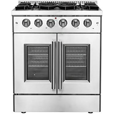 Forno Galiano 30-Inch Freestanding French Door Gas Range, 4 Burners, Convection Oven, Energy Efficient