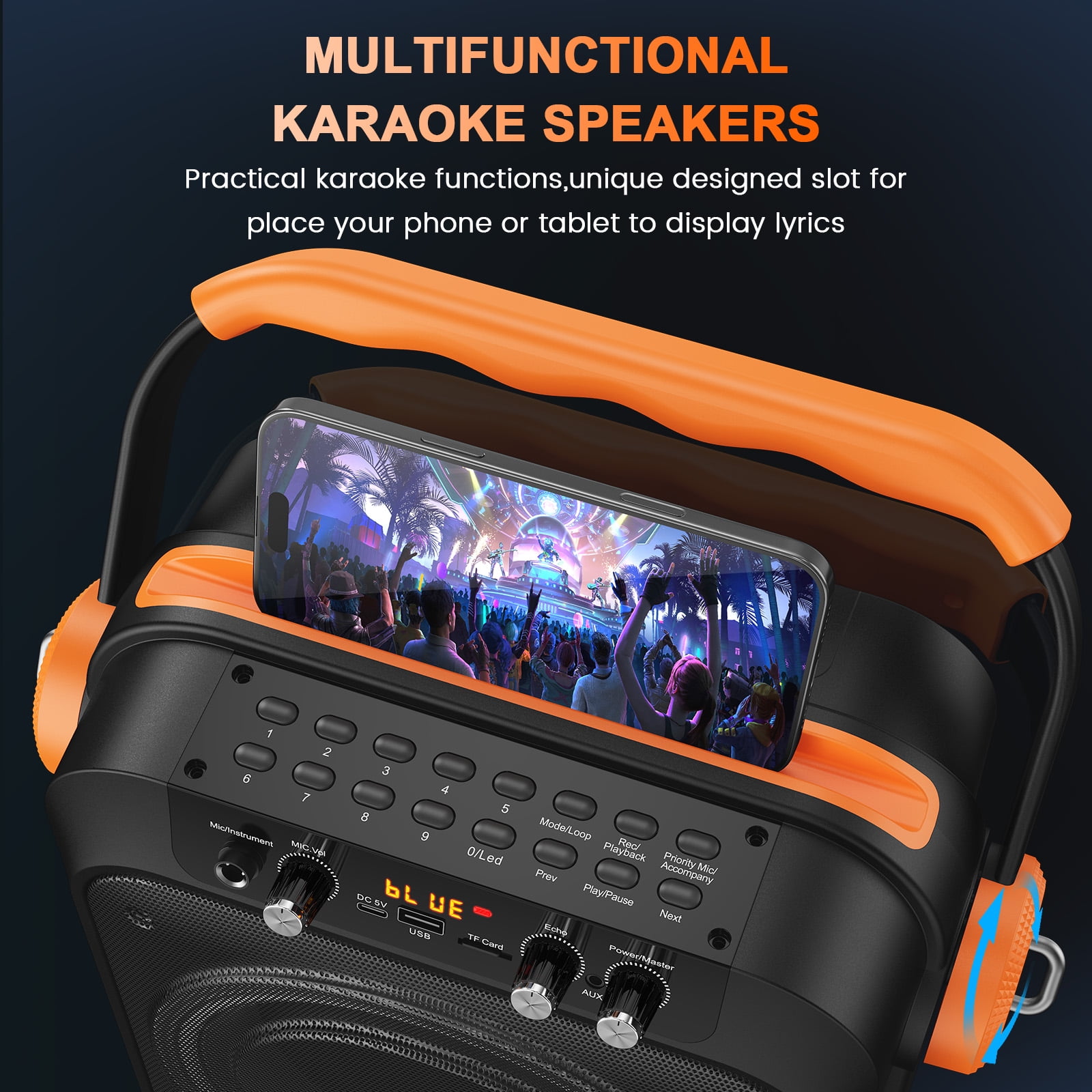 JAUYXIAN Karaoke Machine for Adult Kids, Karaoke System with 6.5'' Subwoofer, Bluetooth Speaker with 2 Microphone, Party Light, MS80
