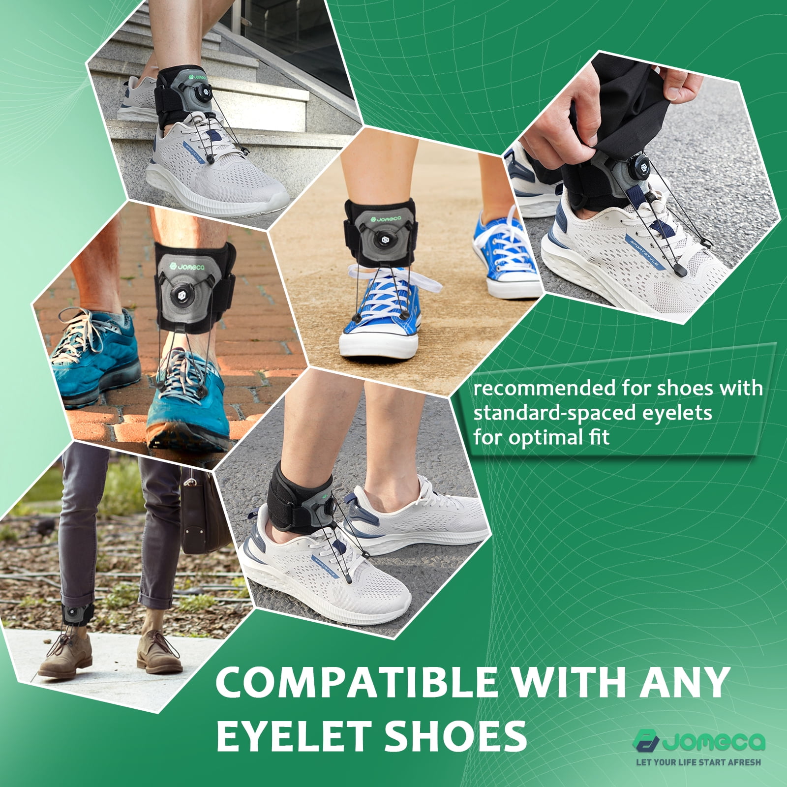 Adjustable Drop Foot Brace with Rotary Knob AFO Ankle Foot Orthosis for Dorsiflexion Support Foot Drop Prevention Foot Drop Brace for Walking Shoe Eyelet Hook Attachment (1 Pack)