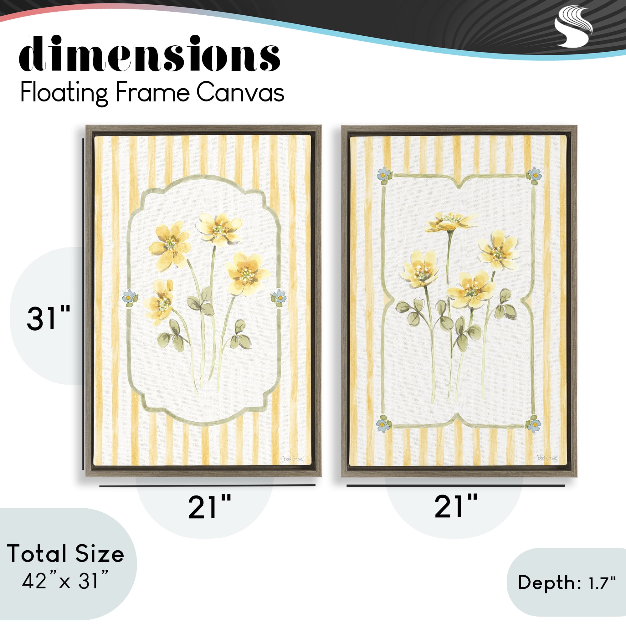 Stupell Industries Sweet Honey Blooms 2 Piece Brown Framed Floater Canvas Set, design by Beth Grove