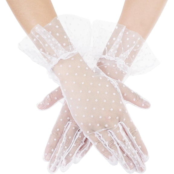Women Lace Gloves - Short White Lace Gloves