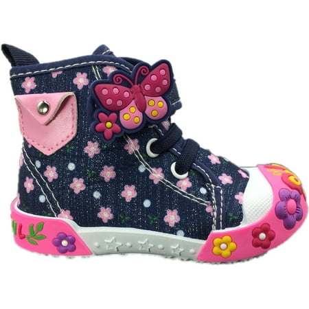 Image of Baby Toddler Girl Shoes Size 4 High Top Sneakers 18-24 Months