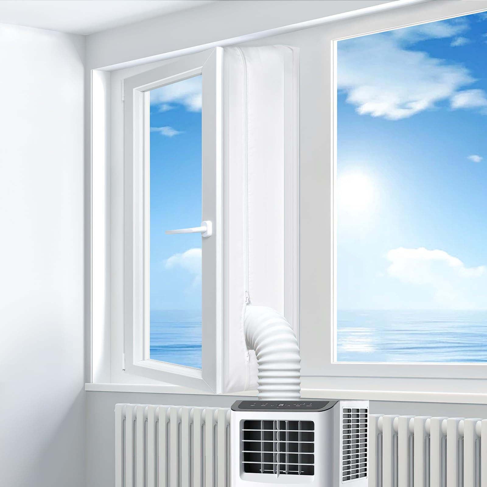 Air Conditioner Window Seal Kit, 400cm Universal AC Vent Foam, No Drill Installation for Portable AC Dryer, Insulated Barrier Against Heat Rain Bugs, Energy Saving Weatherproof Seal Strip