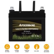 Autocessking Lawnmower AGM Battery Group U1 12V 300CCA 28AH Garden Mower Rechargeable SLA Starting Battery for Riding Tractor John Deere Toro