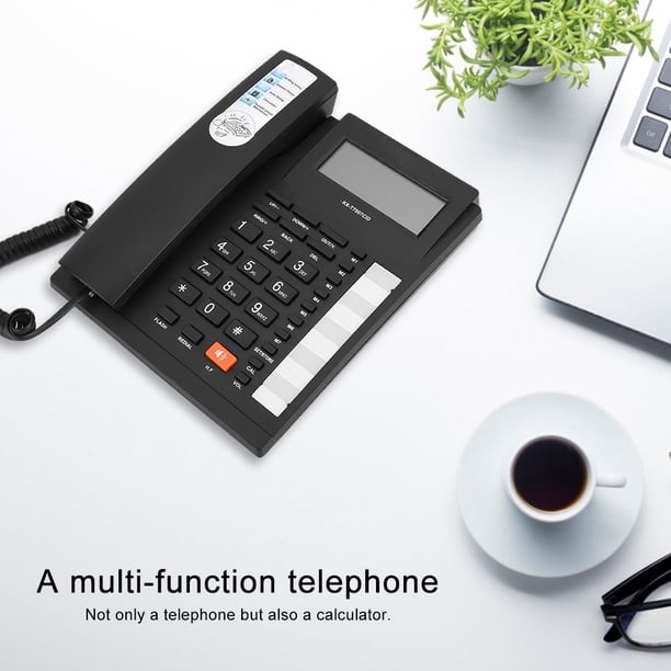 Home Telephone, Landline Phone Large Buttons Black Dual Interface
