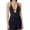 Black, variant on Women's Ribbed Knit Halter Swim Cover Up, Mini Dress, V Neck Beaded Trim Bikini Cover for Poolside