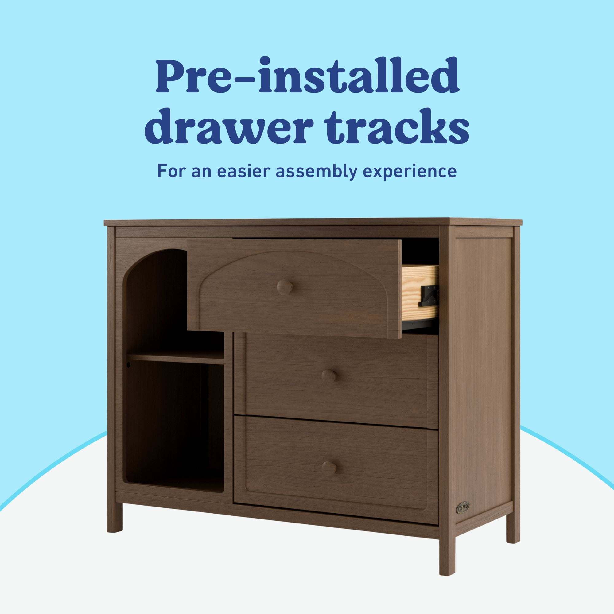 Graco Olivia 3 Drawer Combo Dresser, Hazelnut