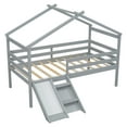 thumbnail image 6 of Miniyam Twin Size Low Loft Bed with Slide for Kids, House Roof Frame, Gray, 6 of 7
