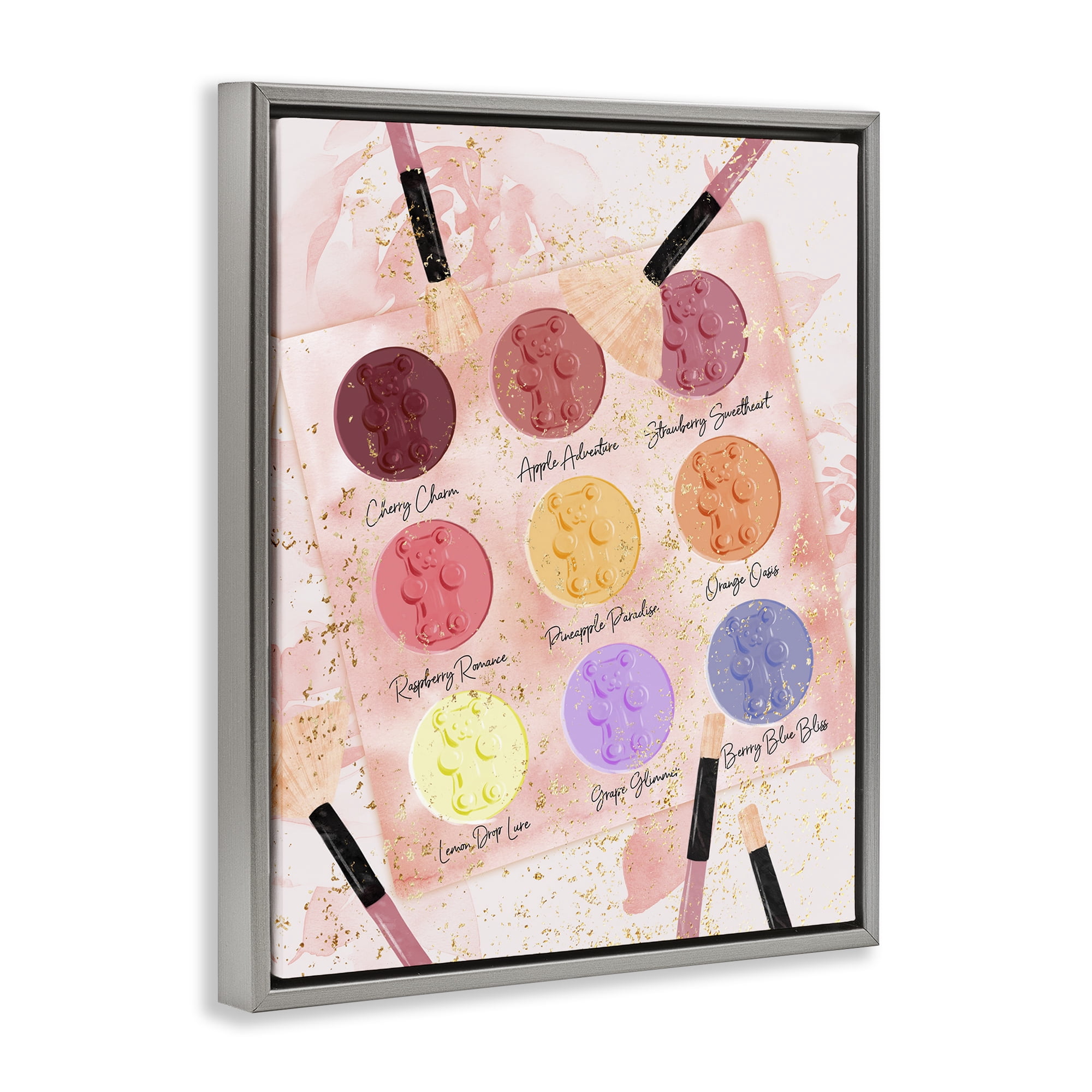 Stupell Industries Eyeshadow Makeup Palette Beauty & Fashion Painting Gray Floater Framed Art Print Wall Art, 25 x 31