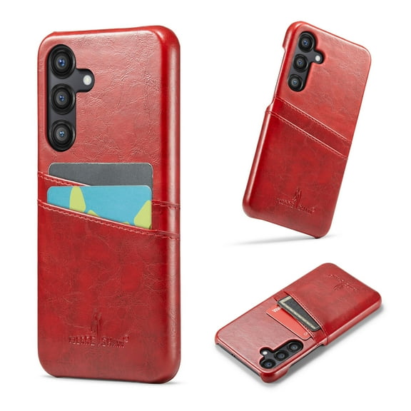 Samsung Galaxy S25 Plus Wallet Case - 2 Card Holder Slots [Slim   Protective] Luxury Premium Leather - Drop Tested Shockproof Anti-Scratch Men's Classic Retro Cover for Samsung Galaxy S25 Plus,Red