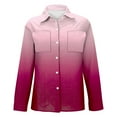thumbnail image 4 of Purple Tshirts for Women's Long Sleeved Printed Button Down Shirt Womens Long Sleeve Tops, 4 of 5