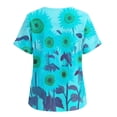 thumbnail image 5 of Yrmaups Loose Fit Short Sleeve T Shirt for Women Plus Size, Sunflower Square Neck Blouse, Casual Button Down Top, Soft Stretch Tee for Party Vacation Daily Wear, Sky Blue 3XL, 5 of 8