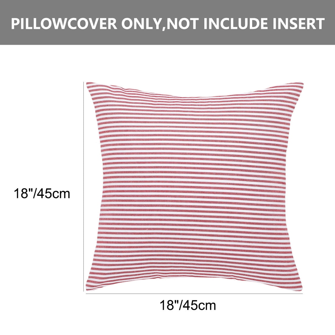 Unique Bargains Woven Stripe Decorative Throw Pillow Cover Red and White 18" x 18"