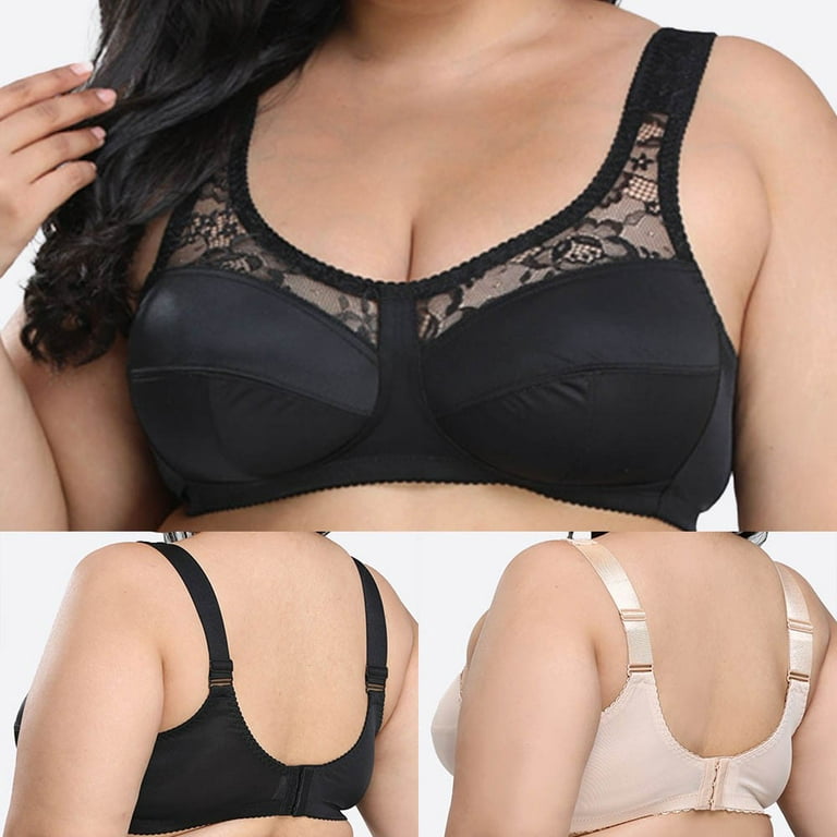 ALSLIAO Ladies Non Wired Non Padded Bra Comfort Sleep Plus Size Full  Support Lace Sheer Color 95C/42C 
