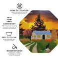thumbnail image 3 of Picia Fall Village Scenery Printed Leather Coasters for Drinks, 4" Drink Coasters Set of 4 for Tabletop Protection, Handmade Luxurious Home Décor and Housewarming Gift -Octagon, 3 of 6