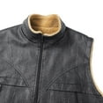 thumbnail image 3 of cocolona Mens Leather Solid Color Vintage Sleeveless Tops Winter Fleece Warm Vest with Pockets, 3 of 8