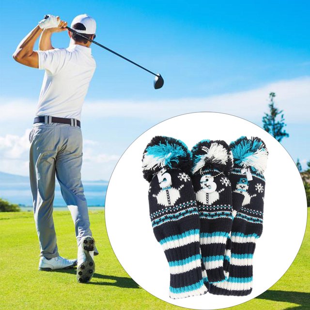 Cubierta de la cabeza del club de golf shamjiam 3pcs Knit Golf Driver Covers Cuello Headcover