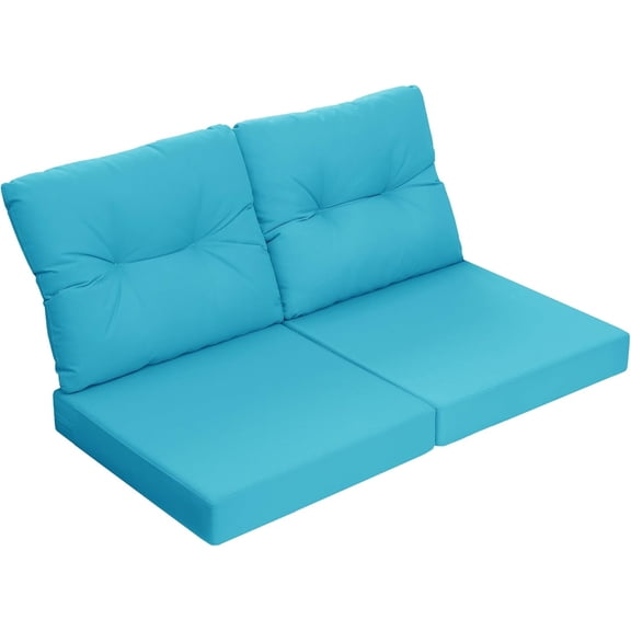 YEFU 24 x 24 Outdoor Cushions for Patio Furniture: Waterproof Fade-Resistant Outdoor Loveseat Cushions Set of 2 - Deep Seat Patio Cushions Replacement with Ties for Chair Sofa Couch(Blue)