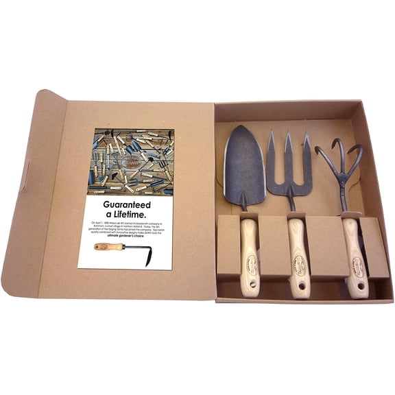 Dewit 3-Piece Tool Gift Set with 3-Tine Cultivator, Forged Trowel and Forged Hand Fork