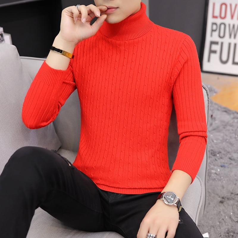 Byte Legend Men's White Turtleneck Sweater Christmas Cotton Winter, Size: XXXS, Red