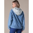 thumbnail image 4 of Unique Bargains Women's Denim Long Sleeves Jacket with Detachable Hoodie S Blue, 4 of 7