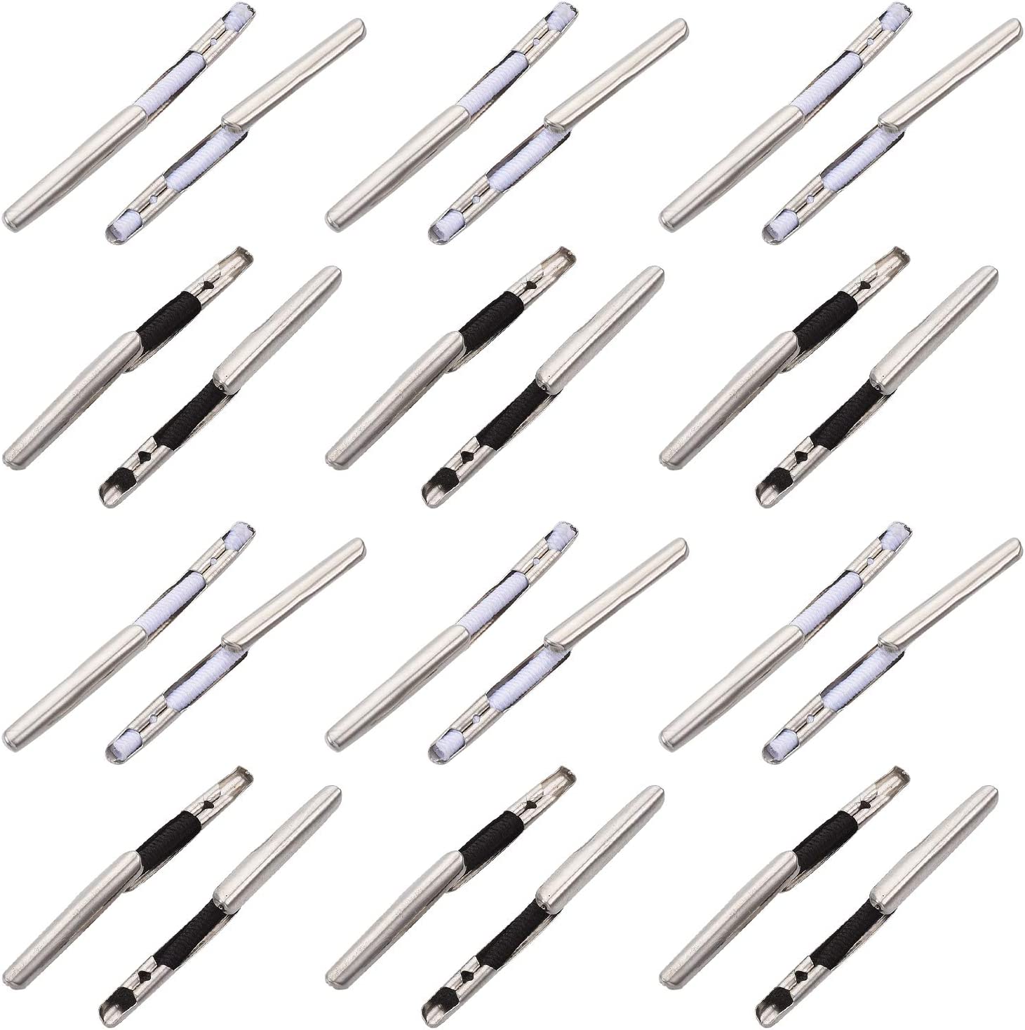 About 400pcs Black & White Elastic Barbed Cord with Stainless Steel Findings Stretch Cord with