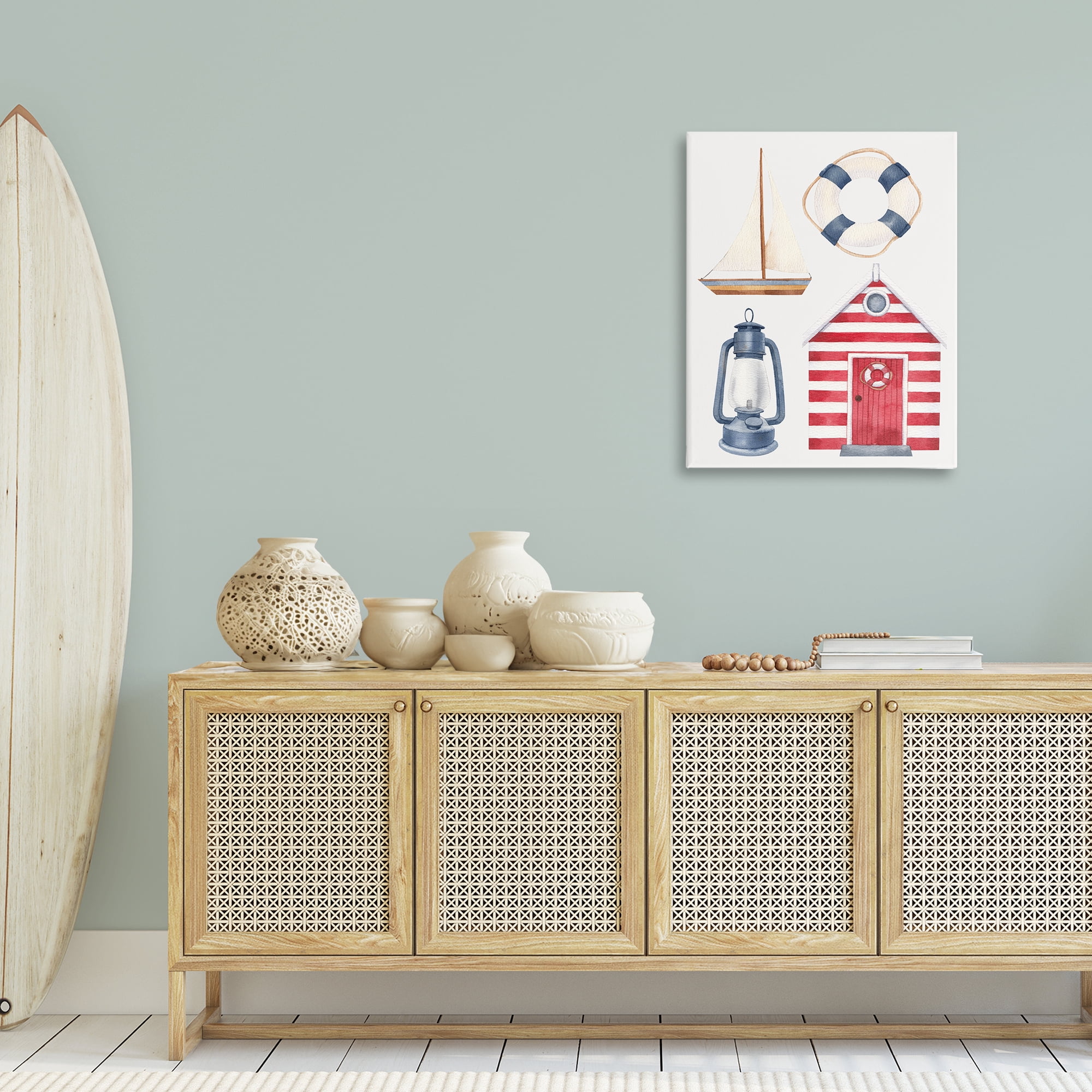 Stupell Industries Maritime Beach Items Nautical & Beach Painting Wrapped Canvas Art Print Wall Art, 24 x 30