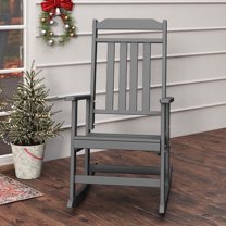 FURRYFECTION Outdoor Rocking Chair with High Back,HDPE Oversized Adirondack Slat Rocker Chairs for Patio,Garden,Lawn,Balcony,Grey