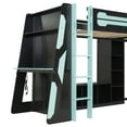 thumbnail image 6 of L-Shaped Dual Twin Size Loft Bed Frame with Power Outlet and TV Stand, Wooden Gaming Bed Frame with Storage Shelves and RGB LED Lights, Reversible Layout, Space-Saving, Mattress Not Included, Blue, 6 of 9