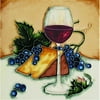 En Vogue B-234 las Ojas Red Wine Glass and Cheese - Decorative Ceramic Art Tile - 8 in. x 8 in.