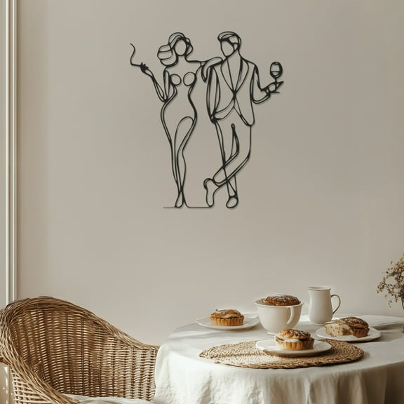 Violaura Couple Metal Wall Art - Easy to Install Hanging Perfect for Home, Living Room Decor (12.0" x 10.8")