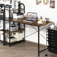 thumbnail image 2 of Giantex Computer Desk w/Reversible Storage Shelf, 48"Laptop Sturdy Writing Table, Large Home Office Workstation, Brown, 2 of 6