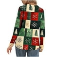 thumbnail image 4 of Women Christmas T-Shirts Snowman Snowflakes Xmas Printed V Neck Graphic Tee Long Sleeve Loose Holiday Tops (XL, Green 01), 4 of 7