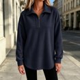 thumbnail image 4 of cocolona Tunic Sweatshirts for Women Long Sleeve Lapel Half Zip Pullover Tops Casual Loose Curved Hem Workout Sweatshirts, 4 of 7
