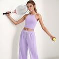 thumbnail image 4 of Women's High Neck Cropped Tank Top with Racer Style Straps and Seamless Fit for Active and Casual Wear - Medium, Purple, 4 of 7