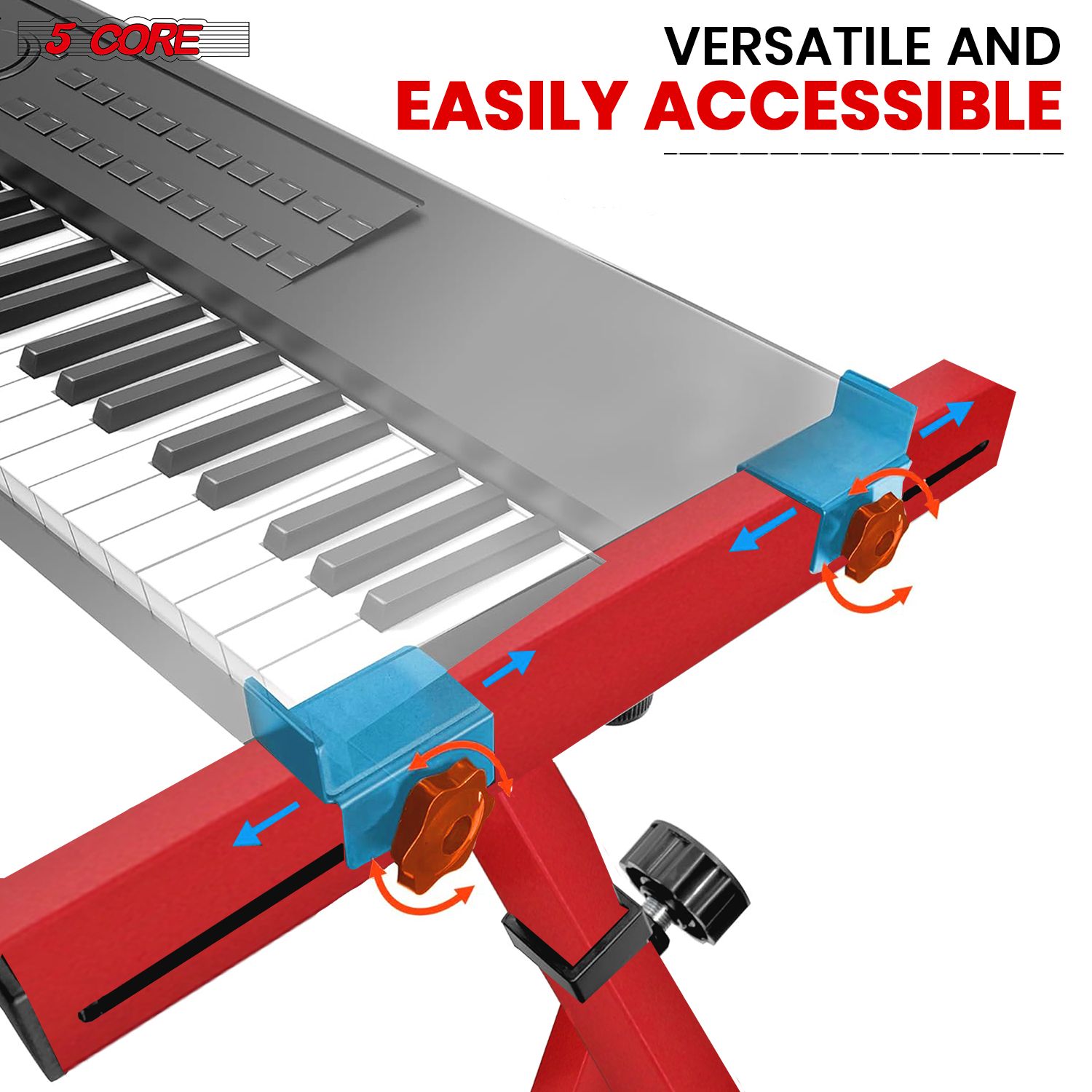 Heavy-Duty Z-Style Adjustable Keyboard Stand with Locking Wheels, Portable Folding Design for 54-88 Key Digital Pianos, Synths & DJ Equipment