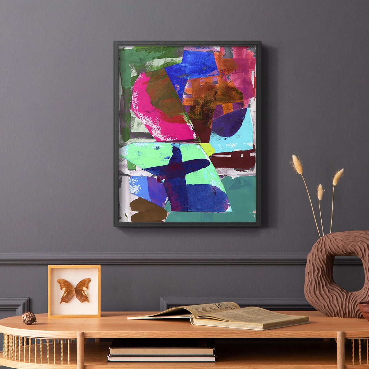 Brights Strokes III Framed Print in Black Solid Wood Framed Print No Nail Hanging